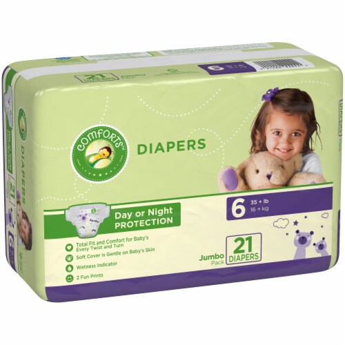 4 Comforts For Baby Diapers Size 6 over 35+ lb Bumble Bee Print Kroger