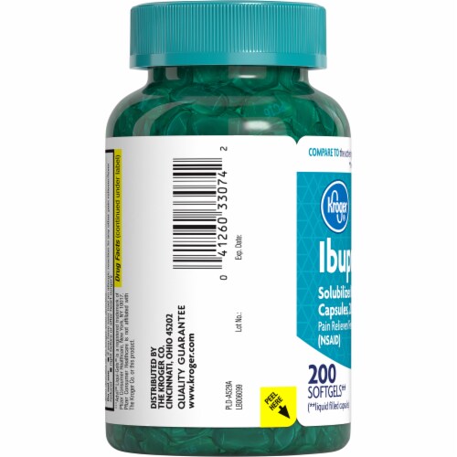 Kroger® Ibuprofen Pain Reliever 200mg Softgels Perspective: left