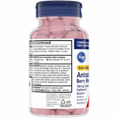 Kroger® Strawberry Extra Strength Antacid Berry Bites Chewable Tablets 750mg Perspective: left