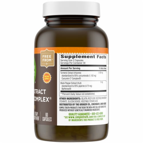 Simple Truth® Turmeric Extract Curcumin C3 Complex® Capsules 1160mg Perspective: left