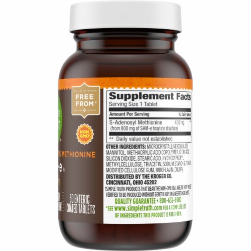 Simple Truth® Stabilized S-Adenosyl Methionine (SAM-e) Coated Tablets 400mg Perspective: left