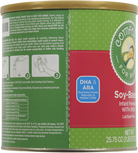 Comforts® For Baby Stage 1 Soy-Based Infant Formula With Iron Perspective: left