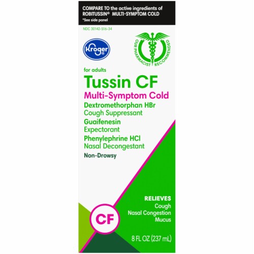 Kroger® Non-Drowsy Tussin CF Multi-Symptom Cold Liquid Medicine Perspective: left