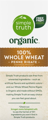 Simple Truth Organic™ 100% Whole Wheat Penne Rigate Pasta Perspective: left