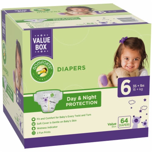 Comforts™ Day or Night Diapers Size 6 (35+ lbs) Perspective: left