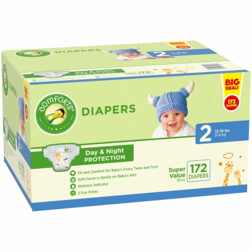 Comforts™ Day or Night Diapers Size 2 (12-18 lbs) BIG DEAL! Perspective: left