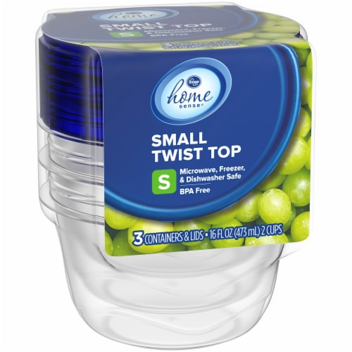 Kroger Home Sense Square BPA-Free Plastic Twist Top Food Storage Container  - 3 pack, 2 cup - Kroger