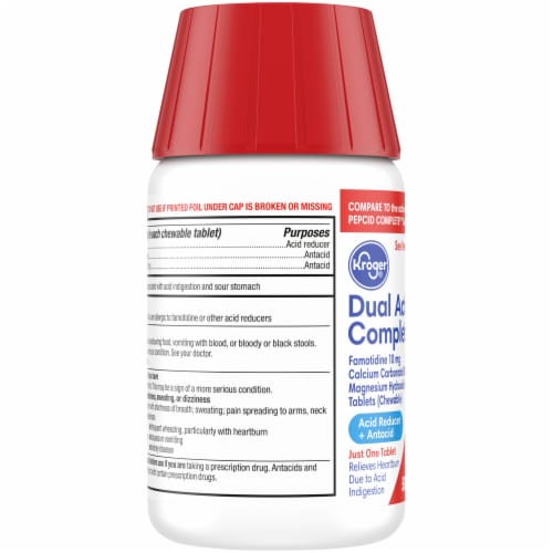 Kroger® Dual Action Complete Berry Flavor Acid Reducer + Antacid Chewable Tablets Perspective: left