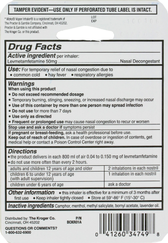 Kroger® Nasal Decongestant Inhaler Perspective: left