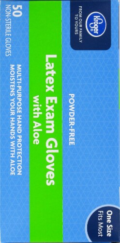 Kroger® Latex Exam Gloves with Aloe Perspective: left
