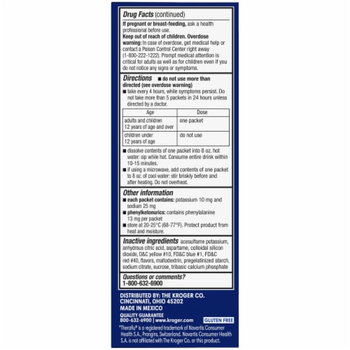 Kroger® NiteTime Honey Lemon Flavor Flu + Severe Cold & Cough Packets Perspective: left