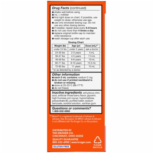 Kroger® Children's Ibuprofen Berry Flavor Oral Suspension Liquid Perspective: left