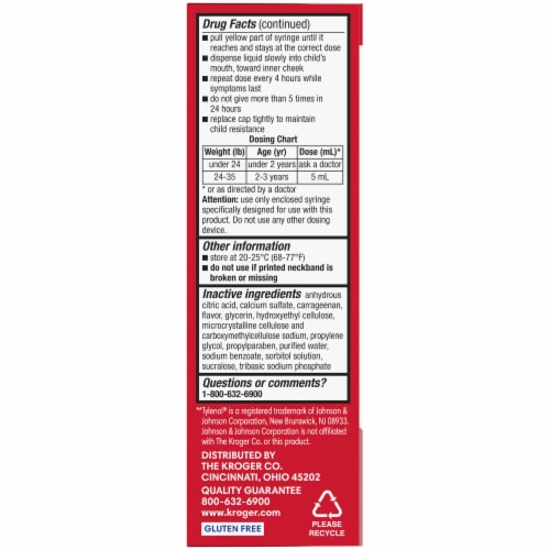 Kroger® Infants' Cherry Dye-Free Pain Reliever & Fever Reducer Suspension Liquid 160mg Perspective: left