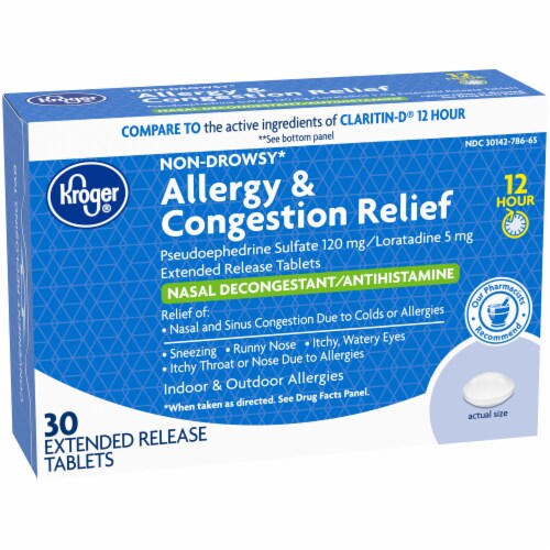 Kroger® 12 Hour Allergy & Congestion Relief Tablets Perspective: left