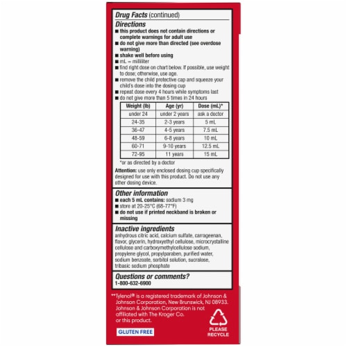 Kroger® Children's Cherry Flavor Pain & Fever Relief Liquid Perspective: left