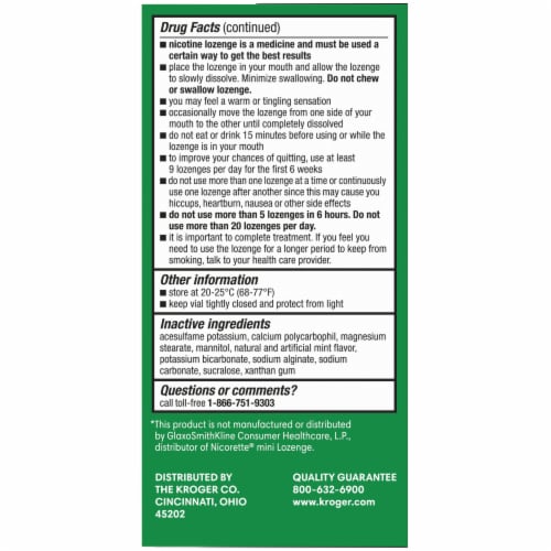 Kroger® Mint Mini Nicotine Lozenges 4mg Perspective: left