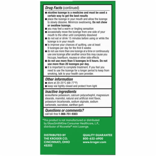 Kroger® Mint Mini Nicotine Lozenges 2mg Perspective: left