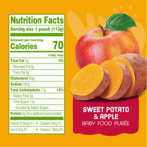 Comforts™ Sweet Potato & Apple Stage 2 Baby Food Puree Pouch Perspective: left