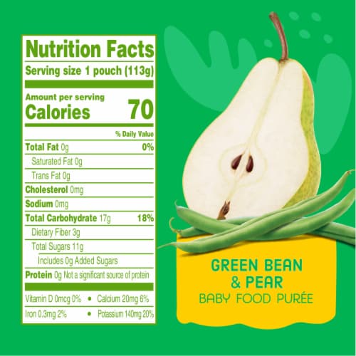 Comforts™ Green Bean & Pear Stage 2 Baby Food Puree Pouch Perspective: left
