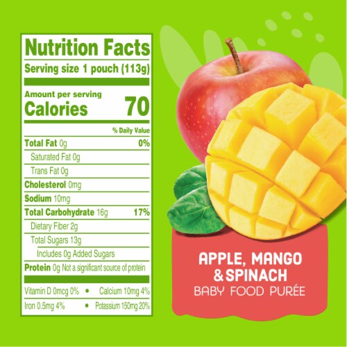 Comforts™ Apple Mango & Spinach Stage 2 Baby Food Puree Pouch Perspective: left