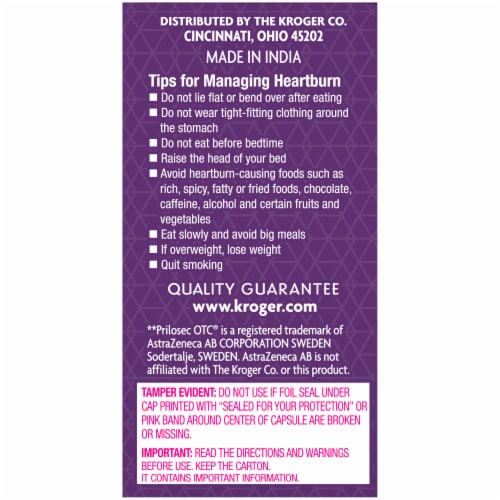 Kroger® Omeprazole Acid Reducer Capsules 20 mg 42 Count Perspective: left
