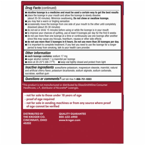 Kroger® Cherry Flavor Nicotine Lozenges 2mg Perspective: left