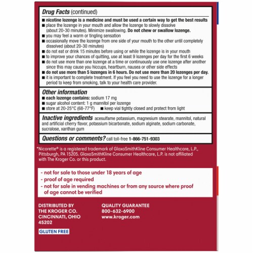 Kroger® Cherry Flavor Nicotine Lozenges 4mg Perspective: left