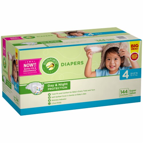 Comforts™ Day or Night Diapers Size 4 (22-37 lbs) BIG DEAL! Perspective: left