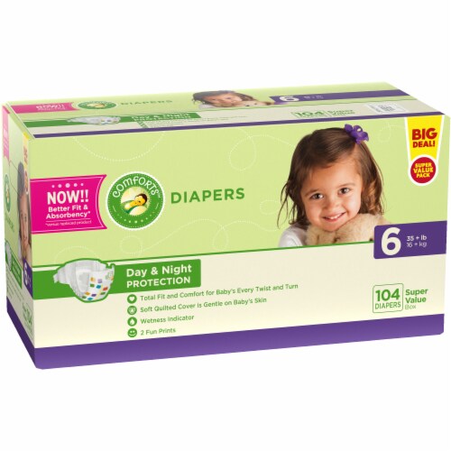 Comforts™ Day or Night Diapers Size 6 (35+ lbs) Perspective: left