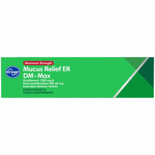 Kroger® Maximum Strength Mucus Relief ER DM-Max Extended Release Tablets Perspective: left