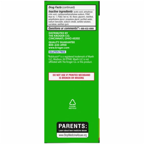 Kroger® Tussin DM Raspberry & Menthol Flavor Liquid Cough Suppressant & Expectorant Perspective: left