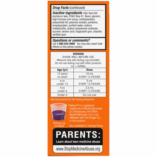 Kroger® Grape Flavored Liquid Cough DM Suppressant Perspective: left