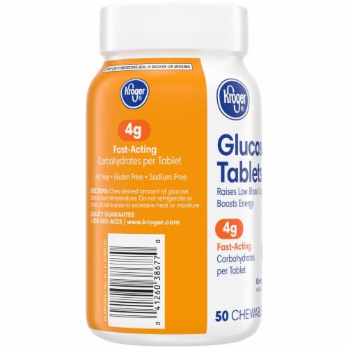 Kroger® Orange Flavored Glucose Chewable Tablets Perspective: left