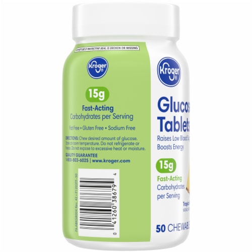 Kroger® Tropical Fruit Flavored Glucose Chewable Tablets Perspective: left