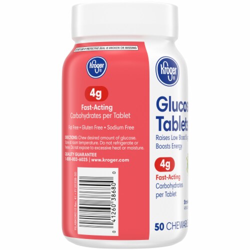 Kroger® Strawberry Flavored Glucose Chewable Tablets Perspective: left