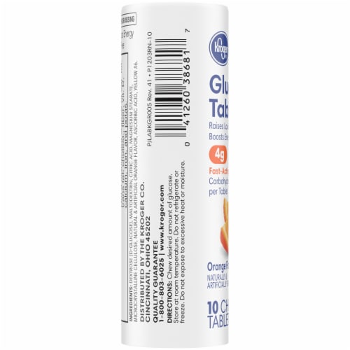 Kroger® Orange Chewable Glucose Tablets Perspective: left