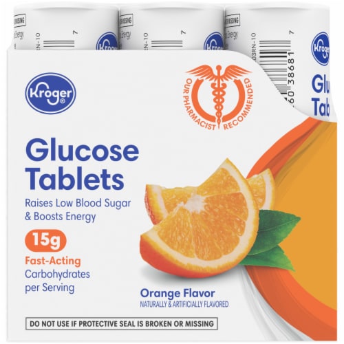 Kroger® Orange Glucose Chewable Tablets (6 Pack) Perspective: left