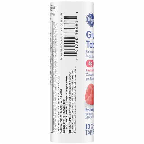 Kroger® Raspberry Glucose Chewable Tablets Perspective: left