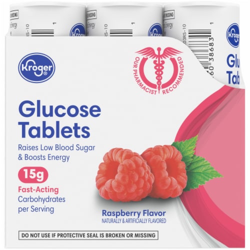 Kroger® Raspberry Glucose Chewable Tablets (6 Pack) Perspective: left