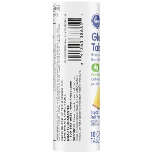 Kroger® Tropical Fruit Glucose Chewable Tablets Perspective: left