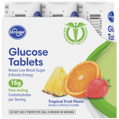Kroger® Tropical Fruit Glucose Chewable Tablets (6 Pack) Perspective: left