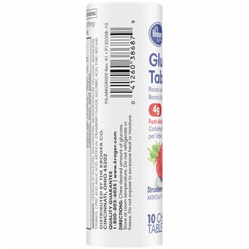 Kroger® Strawberry Glucose Chewable Tablets Perspective: left