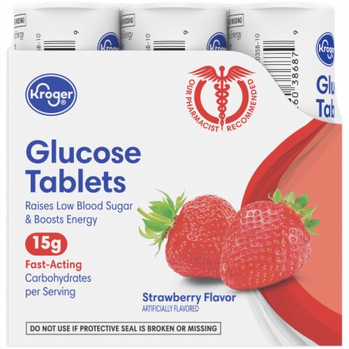 Kroger® Strawberry Glucose Chewable Tablets (6 Pack) Perspective: left