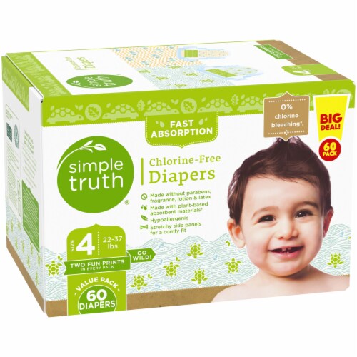 Simple Truth® Chlorine Free Diapers Size 4 (22-37 lbs) BIG DEAL! Perspective: left