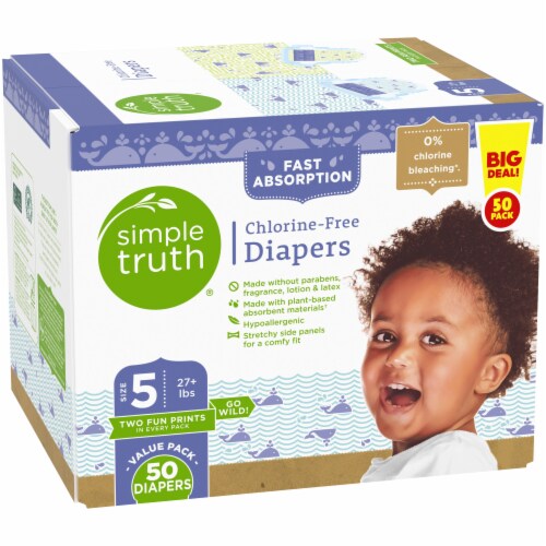 Simple Truth® Chlorine Free Diapers Size 5 (27+ lbs) BIG DEAL! Perspective: left