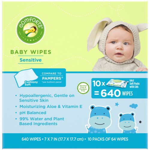 Comforts™ Sensitive Baby Wipes 640 Count Perspective: left