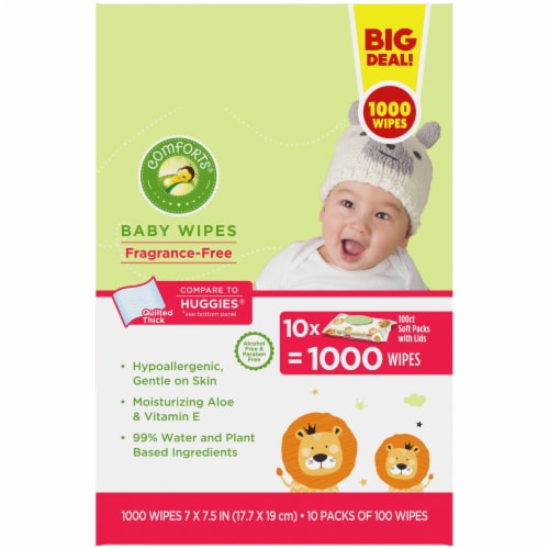 Comforts® Fragrance-Free Baby Wipes Flip-Top Packs Perspective: left