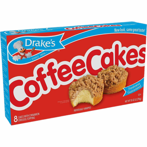 Drake's Coffee Cakes, 6 boxes, 48 Individually Wrapped Breakfast Pastries, Cinnamon Perspective: left