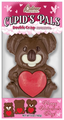 Palmer Cupid's Pals Double Crisp Chocolate Valentine Bear Candy Perspective: left