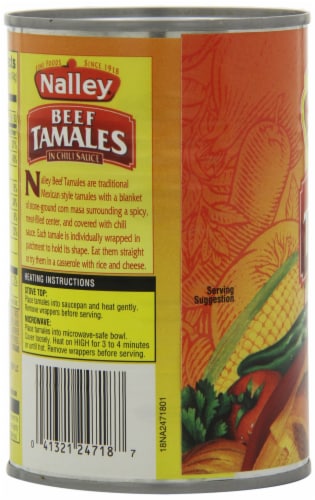 Nalley Beef Tamales in Chili Sauce, 15 oz. Perspective: left